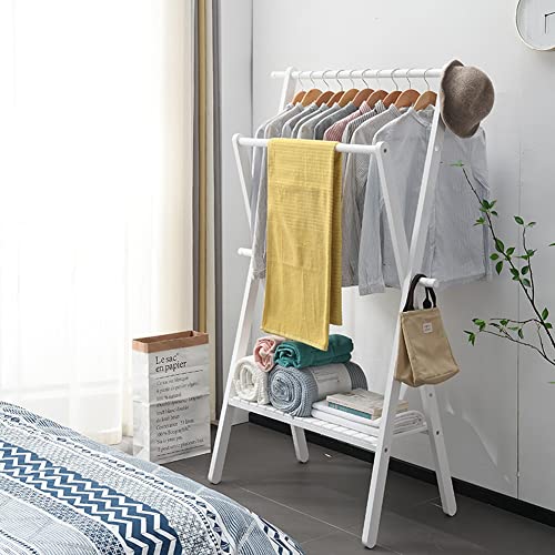 KWMAEEUID Kleiderständer mit Regalen zum Aufhängen von Kleidung, Wäscheständer, Garderobenständer aus Holz für Schlafzimmer, Waschküche und Eingangsbereich KWMAEEUID Kleiderständer mit Regalen zum Aufhängen von Kleidung, Wäscheständer, Garderobenständer aus Holz für Schlafzimmer, Waschküche und Eingangsbereich von KWMAEEUID