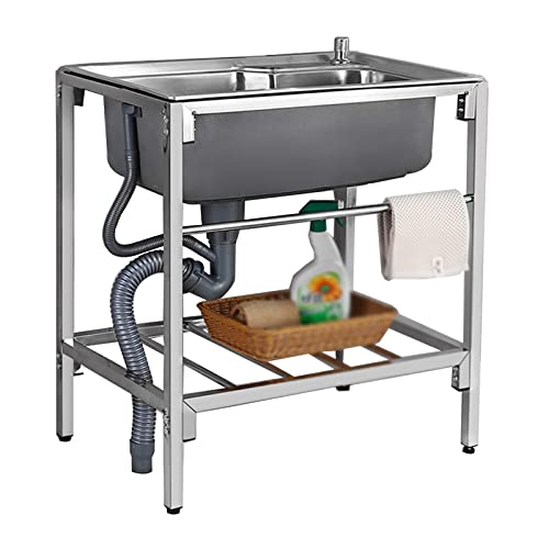 KWMAEEUID Kommerzielles Küchenspülen-Set, Waschbecken mit Ablageregalen für den Innen- und Außenbereich, Wäscherei, Garage/a KWMAEEUID Kommerzielles Küchenspülen-Set, Waschbecken mit Ablageregalen für den Innen- und Außenbereich, Wäscherei, Garage/a von KWMAEEUID