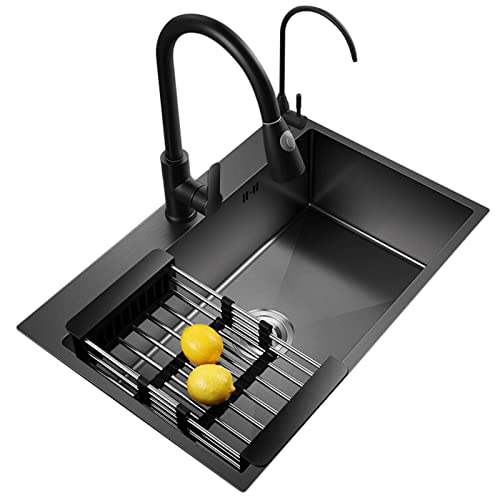 KWMAEEUID Küchenspüle, Unterbauspüle, Arbeitsplatzspüle, Wohnmobil-Spüle, große Spüle mit 8 Armaturen, Edelstahl-Küchenspüle/Schwarz/60 x 45 x 20 cm KWMAEEUID Küchenspüle, Unterbauspüle, Arbeitsplatzspüle, Wohnmobil-Spüle, große Spüle mit 8 Armaturen, Edelstahl-Küchenspüle/Schwarz/60 x 45 x 20 cm von KWMAEEUID