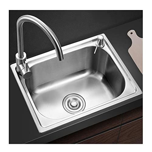 KWMAEEUID Küchenspüle, verdicktes Spülbecken, einfach und elegant, schmutzabweisend und leicht zu reinigen, robust und druckbeständig/Silber/42 * 37 * 15 cm von KWMAEEUID