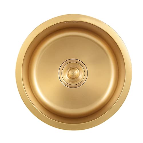 KWMAEEUID Küchenspüle Golden Edelstahl Küchenbar Mini Kleine Runde Spüle Küchenspüle Unterbauinstallation/Gold/36 * 36 cm KWMAEEUID Küchenspüle Golden Edelstahl Küchenbar Mini Kleine Runde Spüle Küchenspüle Unterbauinstallation/Gold/36 * 36 cm von KWMAEEUID