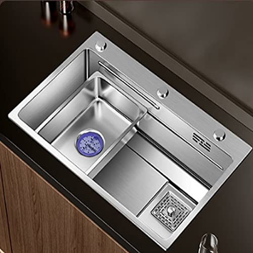 KWMAEEUID Küchenspüle Home Dish Sink Nano Single Bowl mit Tassenspüler & Schneidebrett und anderem Zubehör Workstation Sink für Outdoor Indoor Restaurants Cate (Farbe: E, Größe: 60) von KWMAEEUID