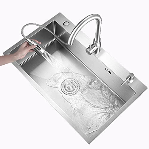 KWMAEEUID Küchenspüle Silber Geschirrspülbecken Einzelnes Nano-Waschbecken aus Edelstahl Handwaschbecken Einbau- oder Unterbauinstallation/Silber/50 * 45 cm KWMAEEUID Küchenspüle Silber Geschirrspülbecken Einzelnes Nano-Waschbecken aus Edelstahl Handwaschbecken Einbau- oder Unterbauinstallation/Silber/50 * 45 cm von KWMAEEUID