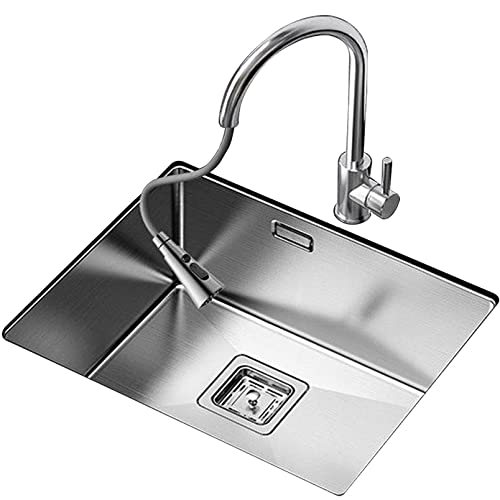 KWMAEEUID Küchenspüle Silberspülen mit Wasserhahn und Sieb Edelstahlspüle Einzelwaschbecken U200Bbowl U200Bprep Barspüle Einbau- oder Unterbauinstallation/Silber-2/50 * 43 cm KWMAEEUID Küchenspüle Silberspülen mit Wasserhahn und Sieb Edelstahlspüle Einzelwaschbecken U200Bbowl U200Bprep Barspüle Einbau- oder Unterbauinstallation/Silber-2/50 * 43 cm von KWMAEEUID