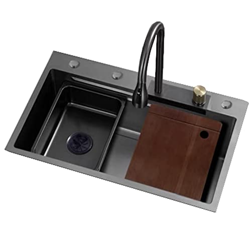 KWMAEEUID Küchenspüle mit ausziehbarem Wasserhahn, großes, verdicktes Einzelwaschbecken für den Hausgebrauch, Waschbecken/Grau/80 x 46 cm KWMAEEUID Küchenspüle mit ausziehbarem Wasserhahn, großes, verdicktes Einzelwaschbecken für den Hausgebrauch, Waschbecken/Grau/80 x 46 cm von KWMAEEUID