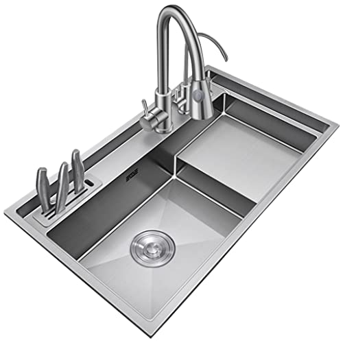 KWMAEEUID Küchenspülen Arbeitsstation Küchenspüle Unterbau Innovative abgestufte Küchenspülen, 3-Loch-Design-Edelstahlspüle, Einzelbeckenspüle vertiefen und verdicken, Zubehörset/Silberspü KWMAEEUID Küchenspülen Arbeitsstation Küchenspüle Unterbau Innovative abgestufte Küchenspülen, 3-Loch-Design-Edelstahlspüle, Einzelbeckenspüle vertiefen und verdicken, Zubehörset/Silberspü von KWMAEEUID