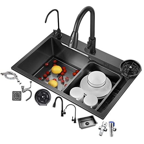KWMAEEUID Küchenspülen Workstation-Spüle Drop-in mit Wasserhahn Küchenspüle mit Push-Cup-Waschmaschine, Dual-Slide-Design-Spüle-Arbeitsplatz, Edelstahl-Einzelbeckenspülen, mit ausziehbarem KWMAEEUID Küchenspülen Workstation-Spüle Drop-in mit Wasserhahn Küchenspüle mit Push-Cup-Waschmaschine, Dual-Slide-Design-Spüle-Arbeitsplatz, Edelstahl-Einzelbeckenspülen, mit ausziehbarem von KWMAEEUID