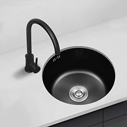 KWMAEEUID Schwarze Einzelbecken-Unterbau-Küchenspüle aus Edelstahl mit Gitter und Sieb, 400 x 400 mm/B/400 x 400 mm KWMAEEUID Schwarze Einzelbecken-Unterbau-Küchenspüle aus Edelstahl mit Gitter und Sieb, 400 x 400 mm/B/400 x 400 mm von KWMAEEUID