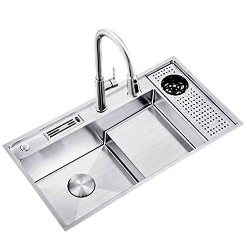 KWMAEEUID Spülbecken, Küchenspülen mit Wasserhahn und Unterlegscheibe, Unterlegscheibe, gebürstetes Bar-Spülbecken, Drop-In- oder Unterbau-Installation/Silber~B/88 * 48 KWMAEEUID Spülbecken, Küchenspülen mit Wasserhahn und Unterlegscheibe, Unterlegscheibe, gebürstetes Bar-Spülbecken, Drop-In- oder Unterbau-Installation/Silber~B/88 * 48 von KWMAEEUID