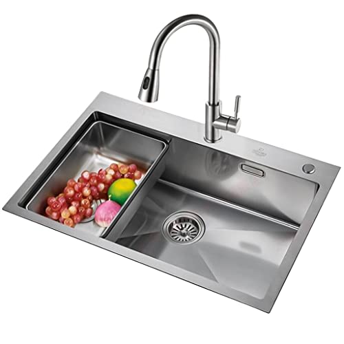 KWMAEEUID Spülbecken Küchenspülen mit Wasserhahn Silber Edelstahlspüle Big Single U200Bbowl U200Bprep Küchenspüle Einbau- oder Unterbauinstallation/Silber/78 * 48 cm KWMAEEUID Spülbecken Küchenspülen mit Wasserhahn Silber Edelstahlspüle Big Single U200Bbowl U200Bprep Küchenspüle Einbau- oder Unterbauinstallation/Silber/78 * 48 cm von KWMAEEUID