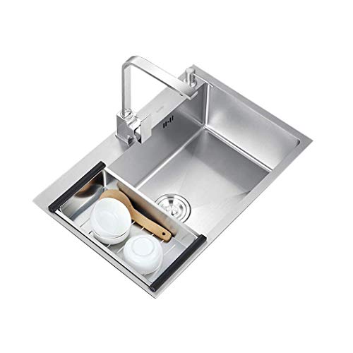 KWMAEEUID Spülbecken. Quadratisch mit Wasserhahn, Einzeltrog aus Edelstahl für den Haushalt, mit Ablauf- und Überlaufrinne, für Unterbau/500 mm x 400 mm KWMAEEUID Spülbecken. Quadratisch mit Wasserhahn, Einzeltrog aus Edelstahl für den Haushalt, mit Ablauf- und Überlaufrinne, für Unterbau/500 mm x 400 mm von KWMAEEUID