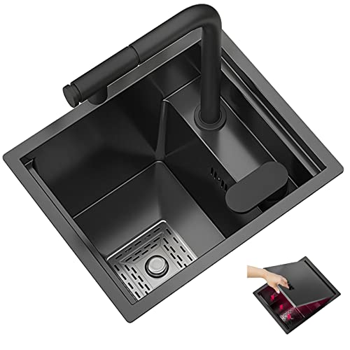 KWMAEEUID Spüle, Barspüle + Wasserhahn, verdeckte Küchenspüle mit Abdeckung, Edelstahl, Nakajima, unsichtbares kleines Einzelwaschbecken/42 x 43 cm KWMAEEUID Spüle, Barspüle + Wasserhahn, verdeckte Küchenspüle mit Abdeckung, Edelstahl, Nakajima, unsichtbares kleines Einzelwaschbecken/42 x 43 cm von KWMAEEUID