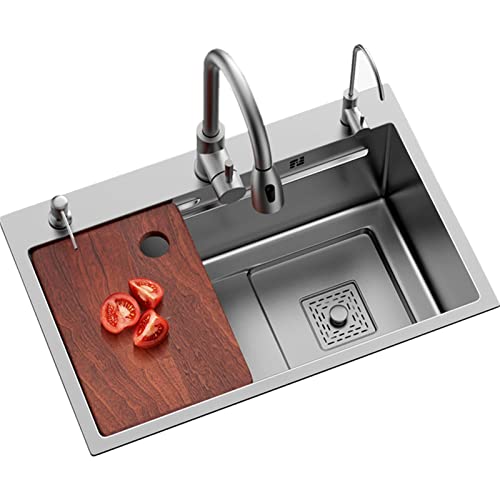 KWMAEEUID Spüle, Küchenspüle, graues Edelstahl-Einzelbecken-Waschbecken, Drop-in-Workstation, Nano-Oberfläche, Einzelbecken-Unterbauspüle/Metallic/65 * 45 cm KWMAEEUID Spüle, Küchenspüle, graues Edelstahl-Einzelbecken-Waschbecken, Drop-in-Workstation, Nano-Oberfläche, Einzelbecken-Unterbauspüle/Metallic/65 * 45 cm von KWMAEEUID