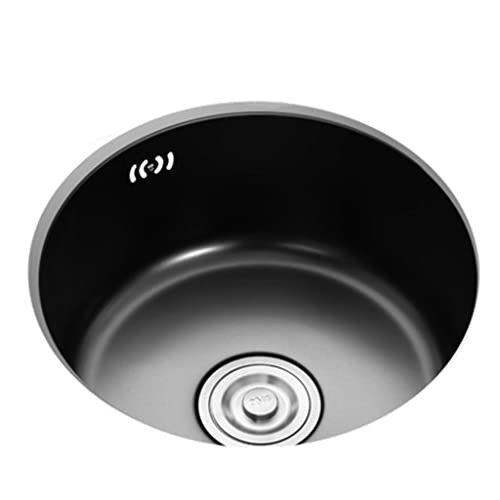 KWMAEEUID Spüle, Küchenspüle, runde Bar, Nano-Spüle, schwarz-Grauer Edelstahl, Tiefe Einzelbeckenspüle, Einbau- oder Unterbau-Installation/schwarz/41 x 41 cm KWMAEEUID Spüle, Küchenspüle, runde Bar, Nano-Spüle, schwarz-Grauer Edelstahl, Tiefe Einzelbeckenspüle, Einbau- oder Unterbau-Installation/schwarz/41 x 41 cm von KWMAEEUID