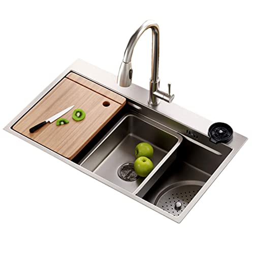 KWMAEEUID Spüle Küchenspüle mit ausziehbarem Wasserhahn Silber Arbeitsplatte Küchenspüle aus gebürstetem Edelstahl Einzelbecken Unterbau-Arbeitsplatz/Silber/68 * 46 cm KWMAEEUID Spüle Küchenspüle mit ausziehbarem Wasserhahn Silber Arbeitsplatte Küchenspüle aus gebürstetem Edelstahl Einzelbecken Unterbau-Arbeitsplatz/Silber/68 * 46 cm von KWMAEEUID