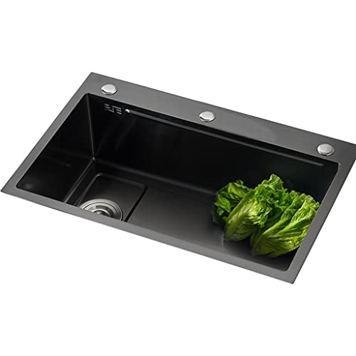 KWMAEEUID Spüle Küchenspülen Quadratisches Einzelbecken Schwarzes Spülbeckensieb Edelstahlspüle Einbau- oder Unterbauinstallation/Schwarz/68 * 45 cm KWMAEEUID Spüle Küchenspülen Quadratisches Einzelbecken Schwarzes Spülbeckensieb Edelstahlspüle Einbau- oder Unterbauinstallation/Schwarz/68 * 45 cm von KWMAEEUID