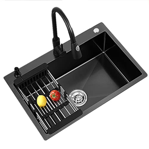 KWMAEEUID Spüle Schwarze Küchenspüle Nano-Edelstahlspüle Einzelspüle Großes Spülbecken Öl- und schmutzabweisend/Schwarz/45 * 40 cm KWMAEEUID Spüle Schwarze Küchenspüle Nano-Edelstahlspüle Einzelspüle Großes Spülbecken Öl- und schmutzabweisend/Schwarz/45 * 40 cm von KWMAEEUID