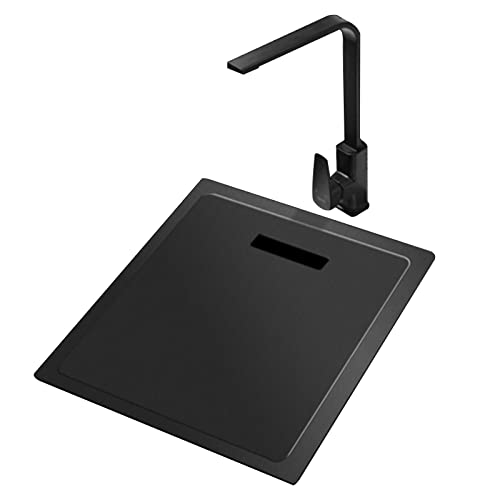 KWMAEEUID Unterbauspüle Schwarz Küchenspüle Quadratisch Einzelbeckenspüle Barspüle Schwarz Wasserhahn Komplettes Zubehör/25 * 40 * 21,5 cm KWMAEEUID Unterbauspüle Schwarz Küchenspüle Quadratisch Einzelbeckenspüle Barspüle Schwarz Wasserhahn Komplettes Zubehör/25 * 40 * 21,5 cm von KWMAEEUID