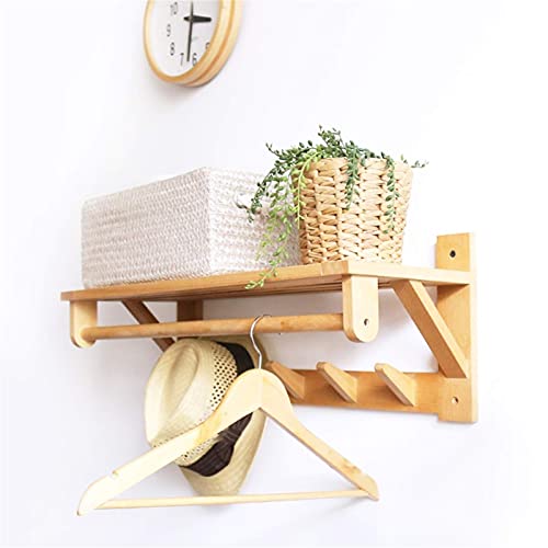 KWMAEEUID Wandgarderobe aus Holz für den Eingangsbereich mit schwebendem Regal, Wandregal mit Kleiderbügelstange und Holzhaken für Flur, Badezimmer, Wohnzimmer, Schlafzimmer KWMAEEUID Wandgarderobe aus Holz für den Eingangsbereich mit schwebendem Regal, Wandregal mit Kleiderbügelstange und Holzhaken für Flur, Badezimmer, Wohnzimmer, Schlafzimmer von KWMAEEUID