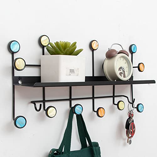 KWMAEEUID Wandhaken mit Regal für den Eingangsbereich, Wandregal, Kleiderhaken für die Wand mit Regal, Wandgarderobe mit Haken für Badezimmer, Wohnzimmer, Schlafzimmer KWMAEEUID Wandhaken mit Regal für den Eingangsbereich, Wandregal, Kleiderhaken für die Wand mit Regal, Wandgarderobe mit Haken für Badezimmer, Wohnzimmer, Schlafzimmer von KWMAEEUID