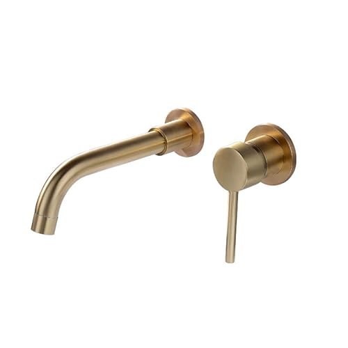KWMAEEUID Wandmontierter Badezimmer-Waschtisch-Wasserhahn, 360-Grad-Drehauslauf, Warm- und Kalt-Wandmontage-Wasserhahn, verdeckter Waschtisch-Wasserhahn, Chrom (gebürstetes Gold) von KWMAEEUID