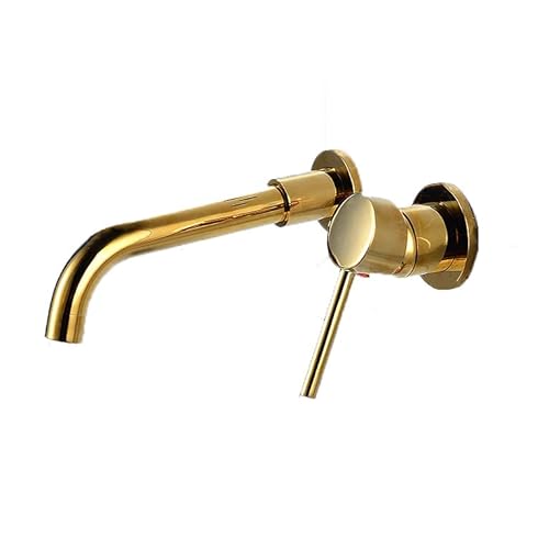KWMAEEUID Wandmontierter Badezimmer-Waschtisch-Wasserhahn, Warm- und Kalt-Wandmontage-Wasserhahn, Badezimmer, verdeckter Wand-Waschtisch-Wasserhahn, Antik (Gold) von KWMAEEUID