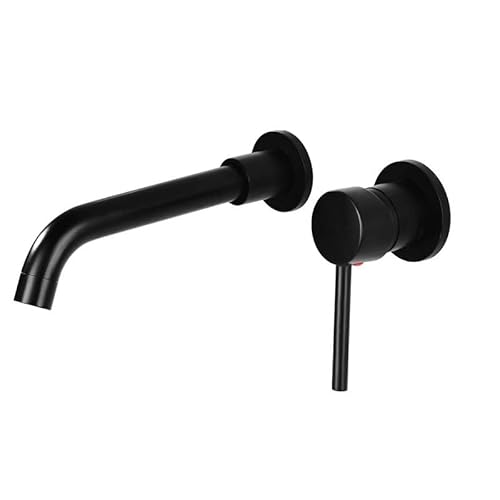 KWMAEEUID Wandmontierter Badezimmer-Waschtisch-Wasserhahn, Warm- und Kalt-Wandmontage-Wasserhahn, Badezimmer, verdeckter Wand-Waschtisch-Wasserhahn, Antik (Schwarz) von KWMAEEUID
