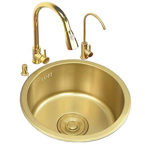 KWMAEEUID Waschbecken Goldene Barspüle Runde Nano Mini-Küchenspüle Edelstahlspüle Handgefertigte Gemüsebeckenspüle mit ausziehbarem Wasserhahn + Wasserhahn für sauberes Wasser/Gold,Golden/ KWMAEEUID Waschbecken Goldene Barspüle Runde Nano Mini-Küchenspüle Edelstahlspüle Handgefertigte Gemüsebeckenspüle mit ausziehbarem Wasserhahn + Wasserhahn für sauberes Wasser/Gold,Golden/ von KWMAEEUID