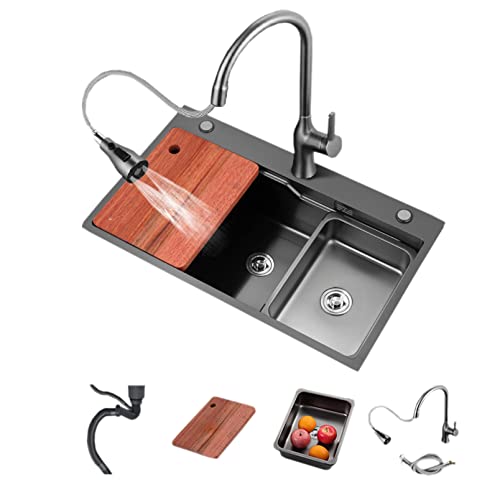KWMAEEUID Waschbecken Küchenspüle 4,0 Mm Edelstahlwaschbecken Küche Nano Handgefertigte Spüle Unter Thekenbecken Für Heimküchenbalkone/Schwarz/75-45 cm KWMAEEUID Waschbecken Küchenspüle 4,0 Mm Edelstahlwaschbecken Küche Nano Handgefertigte Spüle Unter Thekenbecken Für Heimküchenbalkone/Schwarz/75-45 cm von KWMAEEUID