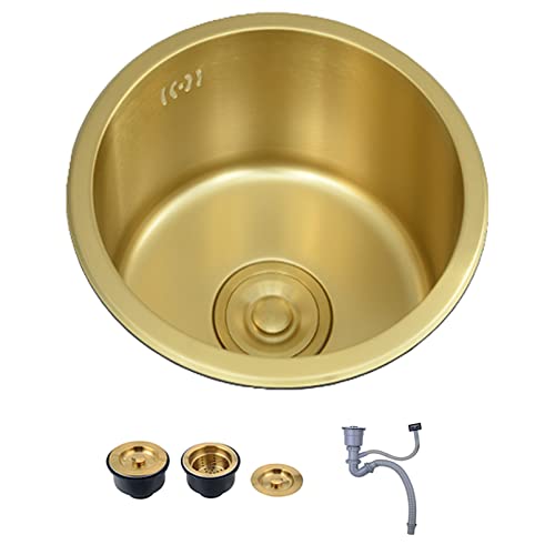 KWMAEEUID Waschbecken Mini-Küchenspüle Runde goldene Nano-Barspüle Edelstahl-Küchenspüle Handgefertigte Gemüsebeckenspüle/40 cm KWMAEEUID Waschbecken Mini-Küchenspüle Runde goldene Nano-Barspüle Edelstahl-Küchenspüle Handgefertigte Gemüsebeckenspüle/40 cm von KWMAEEUID