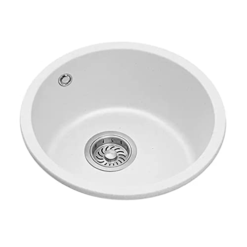 KWMAEEUID Weißes rundes Spülbecken aus Quarzstein, runde Küchenspülen, Barspüle, Granitspülen, Unterbauspüle, Quarzsteinmaterial/weiß/38 cm KWMAEEUID Weißes rundes Spülbecken aus Quarzstein, runde Küchenspülen, Barspüle, Granitspülen, Unterbauspüle, Quarzsteinmaterial/weiß/38 cm von KWMAEEUID