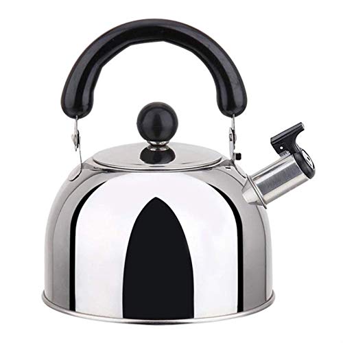 Verdickter Pfeifkessel aus Edelstahl, Teekessel mit flachem Boden und halbkugelförmigem Teekessel für Induktionsherde mit Nicht magnetischem Griff für Kaffee, Milch usw., für Gas von KWMAEEUID