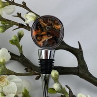 Weinflaschen-Verschluss Aus Kupfer Mit Einem Acryl Pouring Kunstwerk in Runder Form - Unikat von KWMalerei