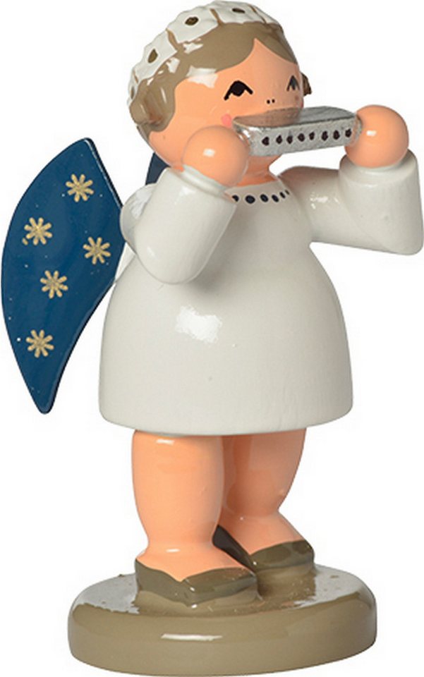 KWO Kunstgewerbe-Werkstätten Olbernhau GmbH Dekofigur KWO - Engel mit Mundharmonika, Holzkunst, 5cm von KWO Kunstgewerbe-Werkstätten Olbernhau GmbH