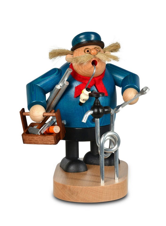 KWO Kunstgewerbe-Werkstätten Olbernhau GmbH Dekofigur KWO Holzfigur - Räuchermann Klempner, Holzkunst, 19cm - 2025 von KWO Kunstgewerbe-Werkstätten Olbernhau GmbH