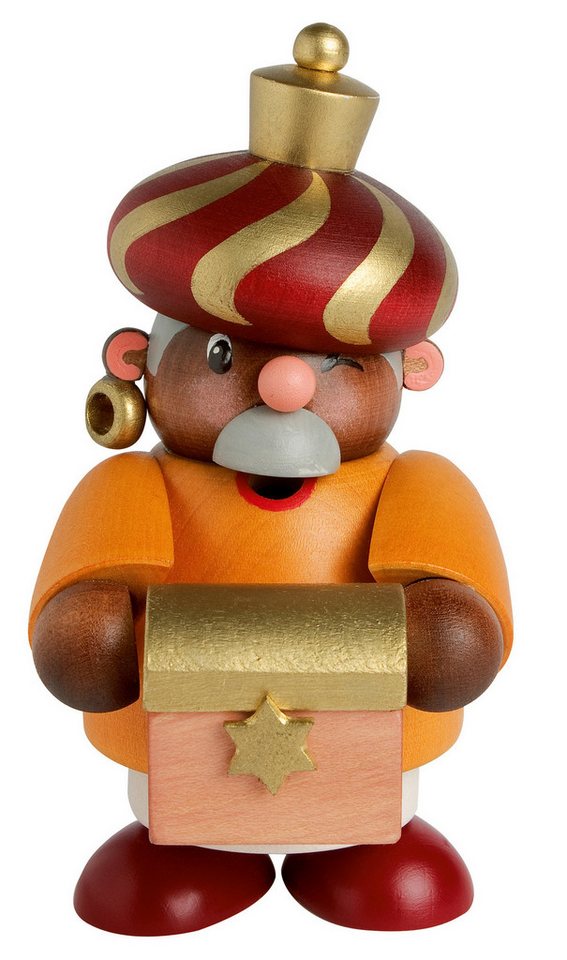 KWO Kunstgewerbe-Werkstätten Olbernhau GmbH Dekofigur KWO - Räuchermann Balthasar, mini, Holzkunst, Höhe 10cm von KWO Kunstgewerbe-Werkstätten Olbernhau GmbH