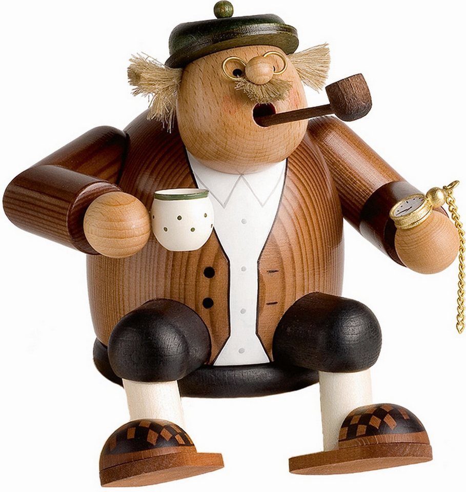 KWO Kunstgewerbe-Werkstätten Olbernhau GmbH Dekofigur KWO - Räuchermann Kantenhocker Opa, Holzkunst, 16cm von KWO Kunstgewerbe-Werkstätten Olbernhau GmbH