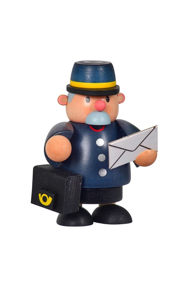 KWO Kunstgewerbe-Werkstätten Olbernhau GmbH Dekofigur KWO - Räuchermann Postbote, mini, Holzkunst, 10cm von KWO Kunstgewerbe-Werkstätten Olbernhau GmbH
