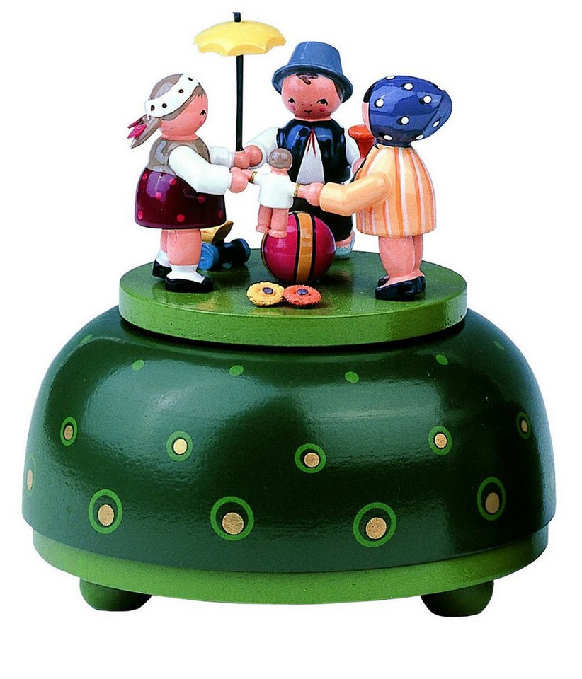 KWO Kunstgewerbe-Werkstätten Olbernhau GmbH Dekofigur KWO - Spieldose, klein - Kinderreigen, Holzkunst, 12cm von KWO Kunstgewerbe-Werkstätten Olbernhau GmbH