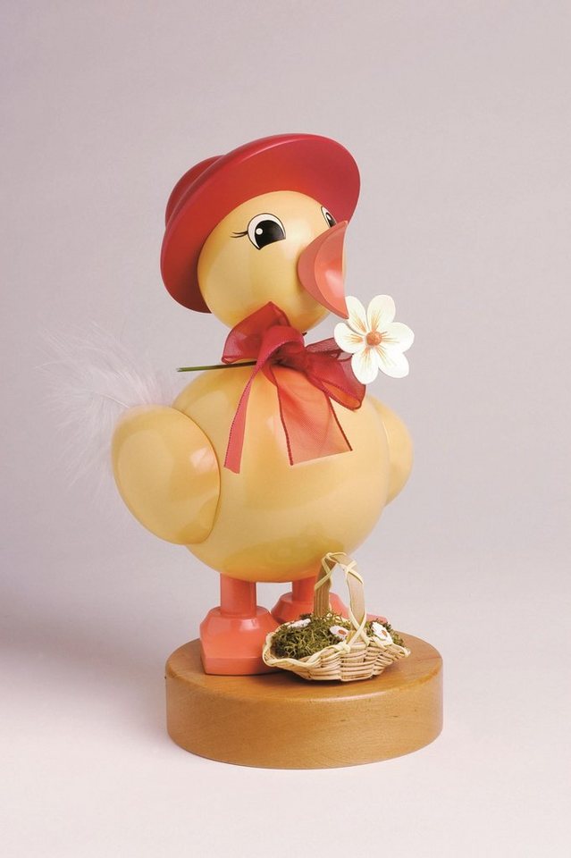 KWO Kunstgewerbe Werkstätten Kerzenständer Osterartikel Osterküken mit rotem Strohhut BxTxH= 11x12,5x21cm NEU von KWO Kunstgewerbe Werkstätten