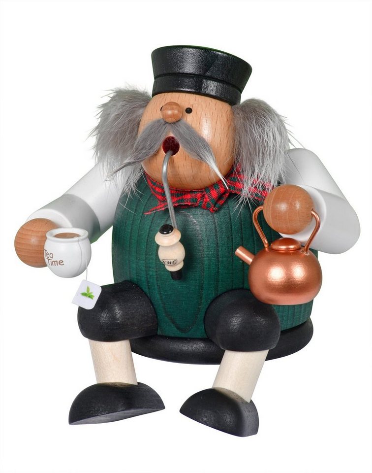 KWO Kunstgewerbe Werkstätten Räuchermännchen KWO Räuchermännchen Kantenhocker - Tea Time Neu 2023, Holzkunst aus dem Erzgebirge von KWO Kunstgewerbe Werkstätten
