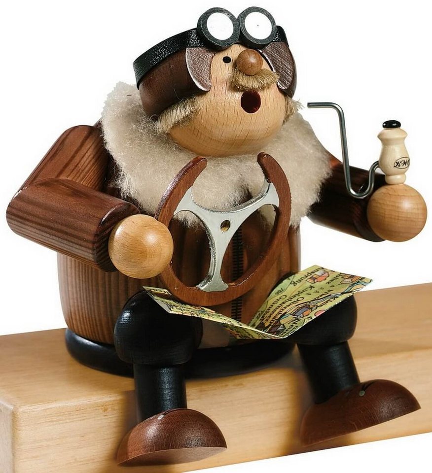 KWO Kunstgewerbe Werkstätten Räuchermännchen Räuchermännchen Kantenhocker Pilot, 15 cm von KWO, Räuchermännchen, Kantenhocker, Pilot von KWO Kunstgewerbe Werkstätten