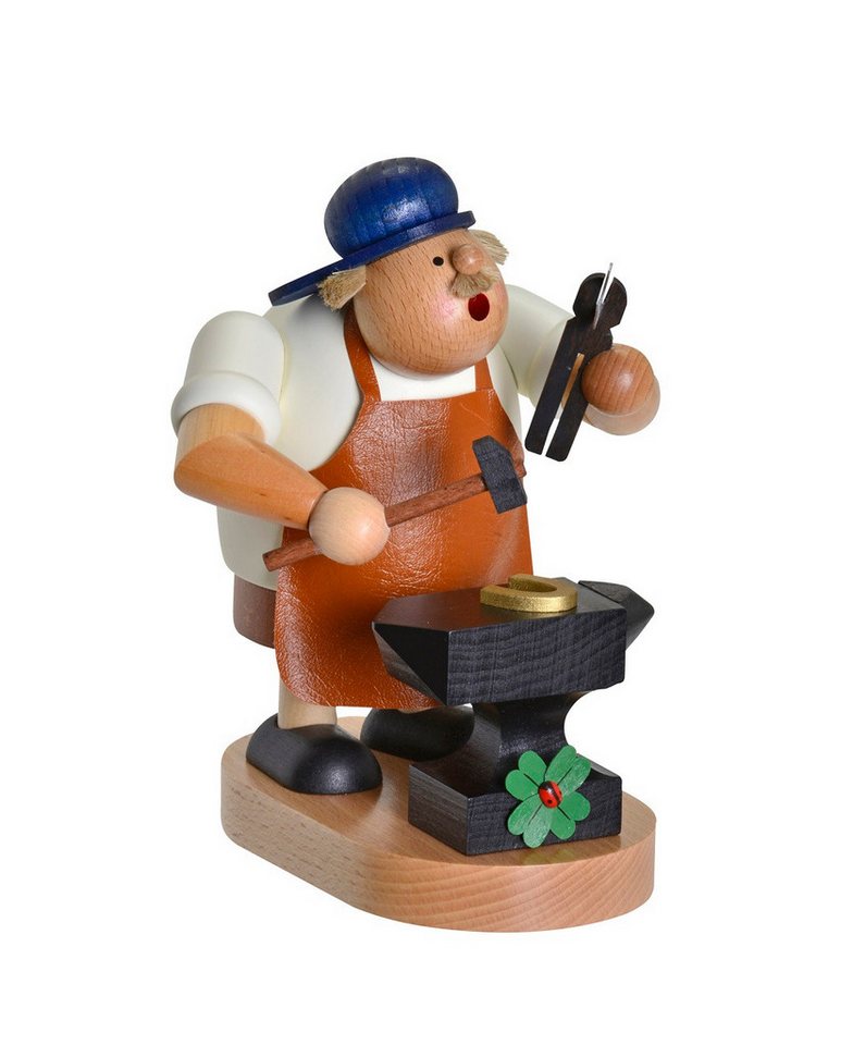 KWO Kunstgewerbe Werkstätten Räuchermännchen KWO Räuchermann Glücksschmied, Handarbeit aus dem Erzgebirge von KWO Kunstgewerbe Werkstätten