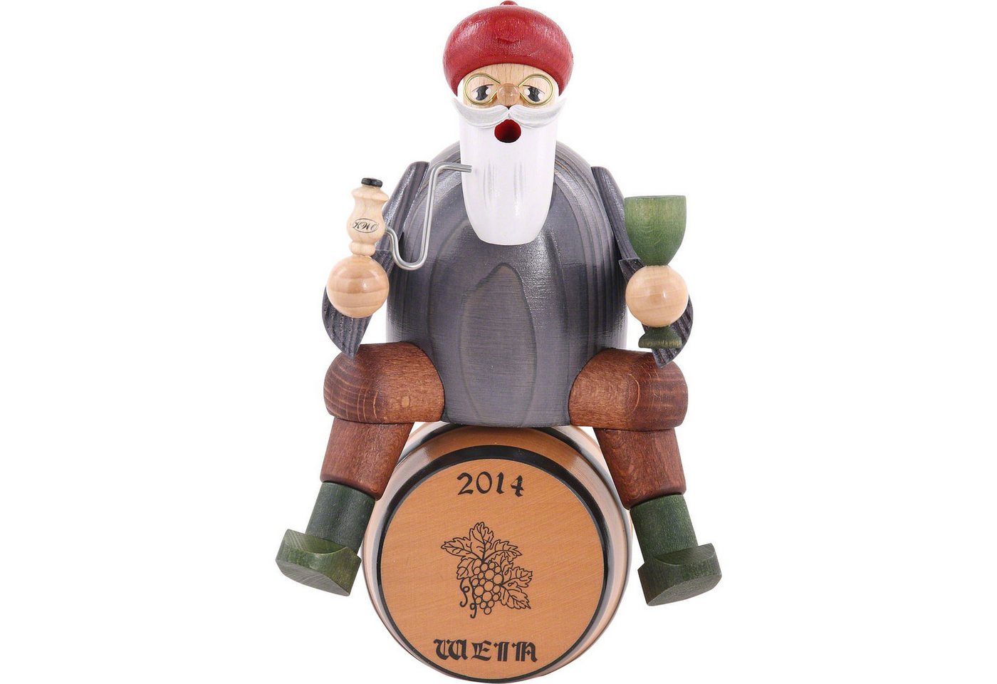 KWO Kunstgewerbe Werkstätten Räuchermännchen Weinhändler mit Fass (18cm) Räuchermann von KWO von KWO Kunstgewerbe Werkstätten