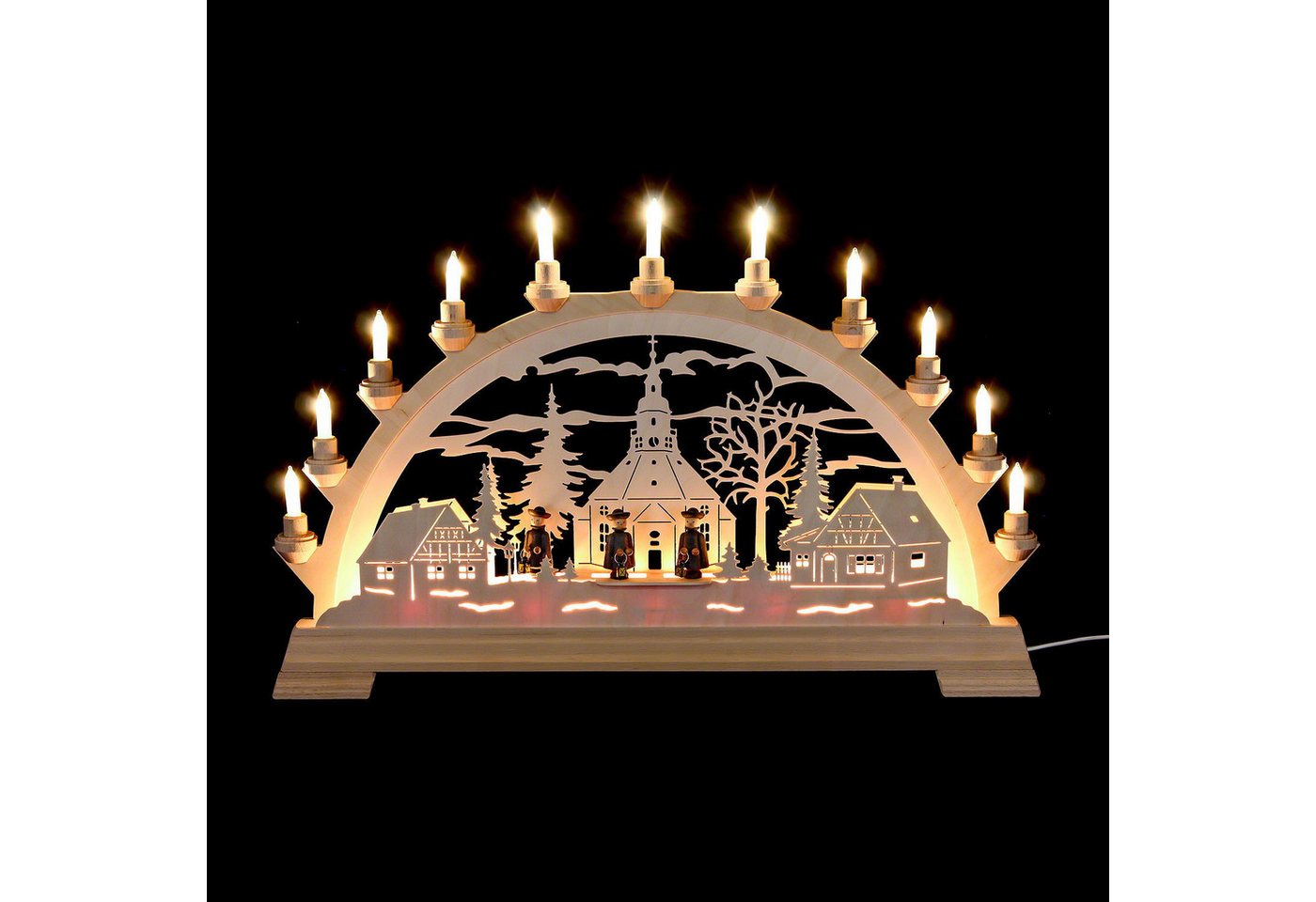 KWO Kunstgewerbe Werkstätten Schwibbogen Schwibbogen Seiffener Kirche mit Kurrende (65x40cm) von KWO von KWO Kunstgewerbe Werkstätten