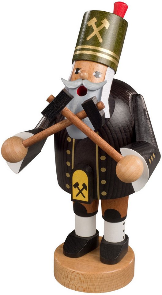 KWO Kunstgewerbe Werkstätten Weihnachtsfigur KWO Räuchermann Bergmann mit Hammer und Schlägel (1 St), Handarbeit aus dem Erzgebirge von KWO Kunstgewerbe Werkstätten