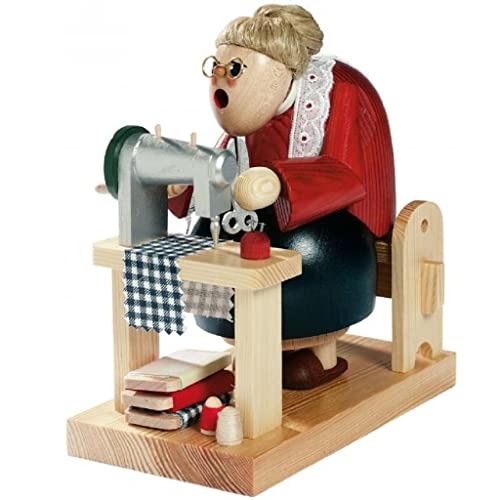 KWO Olbernhau 21011 Räuchermännchen Schneiderin sitzend, 16 cm von Pinnacle Peak Trading Company