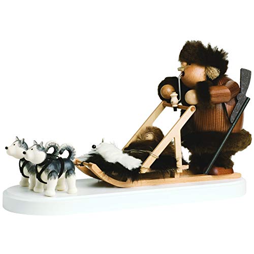 KWO Olbernhau Räuchermann Eskimo mit Hundeschlitten, 21 cm Dekofigur Holz, Mehrfarbig von KWO Olbernhau