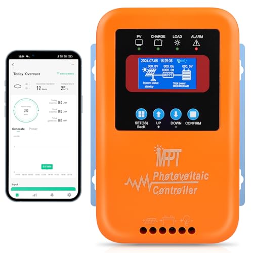 【60A WLAN Bluetooth MPPT Laderegler 12V】KWODE Solar Laderegler Solar 12V/24V/36V/48V Solar Ladegerät Controller Solarpanel Solarladeregler MPPT für Blei Säure, Gel, Phosphat, Terner, Lithium Batterien von KWODE