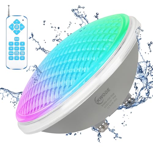 KWODE LED Poolbeleuchtung PAR56, 40W RGB Timing 2/4/6H Schwimmbadbeleuchtung, IP68 Wasserdichter Pool Lampe Licht mit Fernbedienung, Unterwasserscheinwerfer Poolscheinwerfer [12V AC/DC] von KWODE